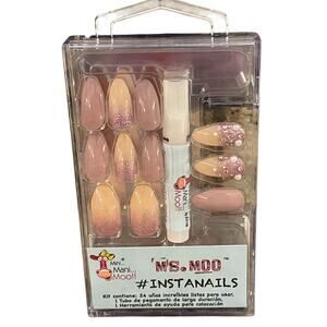 Ms. Moo Nails Instanails Glue On Nude Pink Gold Embellished Tik Tok NEW‎